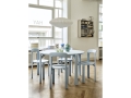 Rey Table laminate slate blue wb lacquer beech_Rey Chair slate blue wb lacquer beech_Nelson Saucer Bubble Pendant M.jpg