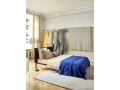 Tamoto Bed W140xL200 headboard Metaphor 008_anthracite powder coated frame_Raw Rug No 2 light grey_Crinkle Bedspread ultra marine.jpg