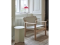 Bernard wb lacquer oak base raw canvas cover_Slit Table Round High white_Matin Table Lamp bright red shade.jpg