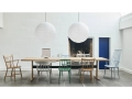 Passerelle Table L300xW95xH74 wb lacquered oak tabletop, frame and edge black powder coated crossbar_J-Series family_Rice Paper Shade dia80 classic white.jpg