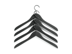 Soft Coat Hager Slim Black - komplet 4 wieszaków