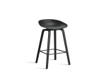 About a Stool (AAS 32) Low - Black lacquered oak - stołek na drewnianych nogach