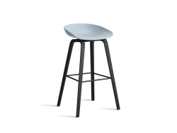 About a Stool (AAS 32) High - Black lacquered oak - stołek na drewnianych nogach