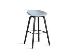About a Stool (AAS 32) High - Black lacquered oak - stołek na drewnianych nogach