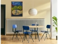 Loop Stand Round Table Ø120xH74 wb lacquered oak tabletop black powder coated steel frame_Result Chair dark blue wb lacquer oak seat and back black base_Nelson Angled Sphere Bubble Pendant M 02.jpg