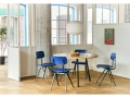 Loop Stand Round Table Ø120xH74 wb lacquered oak tabletop black powder coated steel frame_Result Chair dark blue wb lacquer oak seat and back black base_Nelson Angled Sphere Bubble Pendant M.jpg