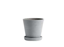 Promocja! Donica Flowerpot with saucer - donica betonowa jasnoszara roz. M z podstawką.