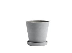 Promocja! Donica Flowerpot with saucer - donica betonowa jasnoszara roz. M z podstawką.