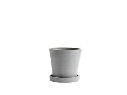 Promocja! Donica Flowerpot with saucer - donica betonowa jasnoszara roz. S z podstawką.