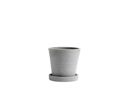 Promocja! Donica Flowerpot with saucer - donica betonowa jasnoszara roz. S z podstawką.
