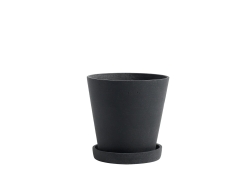 Promocja! Donica Flowerpot with saucer - donica betonowa czarna roz. M z podstawką.