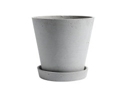 Promocja! Donica Flowerpot with saucer - donica betonowa jasnoszara roz. L z podstawką.