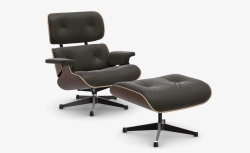 Eames Lounge Chair & Ottoman (walnut black pigmented - brown) - fotel obrotowy z podnóżkiem