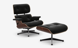 Eames Lounge Chair & Ottoman (santos palisander - nero) - fotel obrotowy z podnóżkiem