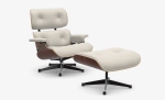 Eames Lounge Chair & Ottoman (santos palisander - snow) - fotel obrotowy z podnóżkiem