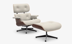 Eames Lounge Chair & Ottoman (santos palisander - snow) - fotel obrotowy z podnóżkiem