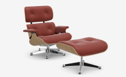 Eames Lounge Chair & Ottoman (chestnut natural - red stone) - fotel obrotowy z podnóżkiem