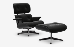 Eames Lounge Chair & Ottoman (chestnut black - nero) - nowy rozmiar - fotel obrotowy z podnóżkiem