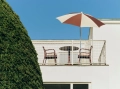 Terrazza Parasol Octagon off white and burgundy_Deville Armchair iron red_Palissade Cone Table iron red.jpg