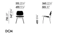Krzesło Vitra DCM Plywood Group z czarnego jesionu na czarnym stalowym stelażu basic dark - wymiary