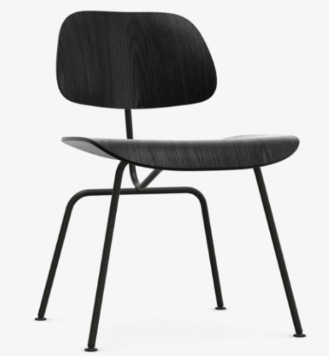 Krzesło Vitra DCM Plywood Group z czarnego jesionu na czarnym stalowym stelażu basic dark