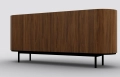 Komoda Calligaris Lake 180 cm, fornir Smoke, ceramiczny blat Bronze matt, czarna metalowa podstawa