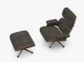 Vitra Eames Lounge Chair nowe wymiary, orzech barwiony na czarno, brązowa skóra, podstawa polerowana z czernią