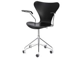 Series 7 (3217 Lacquered) - krzesło na kółkach z podłokietnikami
