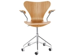 Series 7 (3217 Lacquered Veneer) - krzesło na kółkach z podłokietnikami