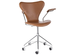 Series 7 (3217 Upholstered Leather) - krzesło na kółkach z podłokietnikami